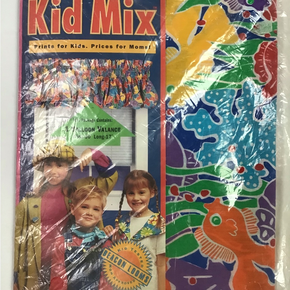 Kid Mix Vintage 1980‎ 1990 Ocean Seahorse Fish Coral Colorful Ballon Valance NWT